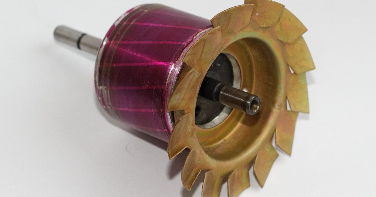 Elektrik motoru rotoru ve fan çarkı yakın çekim