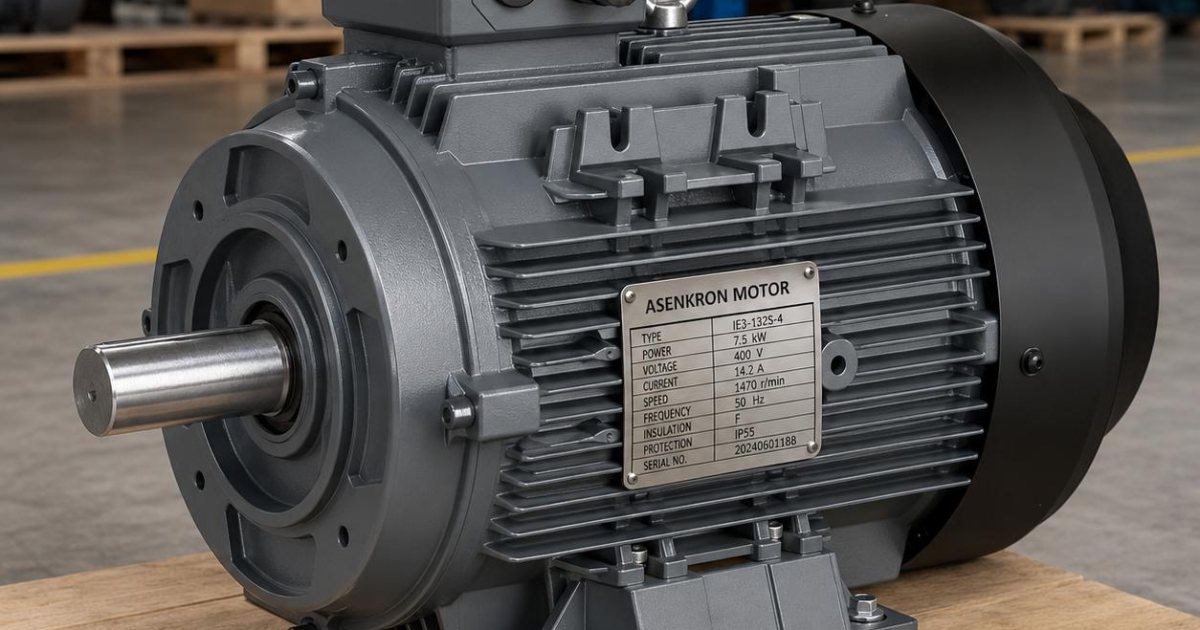 Helisel dişli redüktöre bağlanan asenkron motor